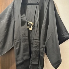 【着物】羽織　和装　和服　ブラック　黒　レトロ　年代物　大正ロマ...