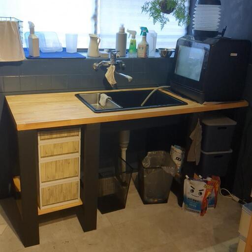 18日まで　キッチン　シンク　IKEA　天然木