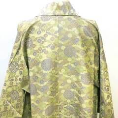 ss5962　未使用品　道中着　グリーン系　総柄　道中羽織　着物　和装　羽織　緑　外出　防寒　和服　アウター　婦人用　女性用