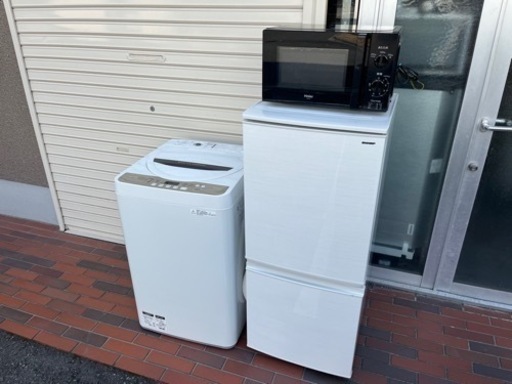 ★美品★家電3点セット SHARP(冷蔵庫 洗濯機)Haier 電子レンジ 動作確認済み