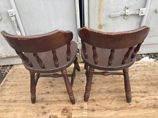 2脚セット② 昭和レトロ 木製 ダイニングチェア 食卓椅子 当時物 古道具 昭和レトロダイニングチェアー2点セット 2脚セット② 昭和レトロ 木製