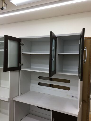 ★ジモティ割あり★  レンジボード ベージュ H184×D44×W100 クリーニング済み HJ6826 ☆ジモティ割あり☆ 食器棚 W90×D44×H181 クリーニング済み SJ4977