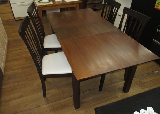 R051 ダイニング5点セット、伸長式 幅130cm・165cm Used