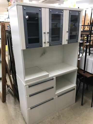 内田工芸　キッチンボード レンジボード　フルスライドレール  女性の使いやすい 高さ180cm　作業台付 食器棚 収納キッチン  幅105cm おしゃれ クリーニング済 堺市 石津【ジャングルジャングルサカイ石津店
