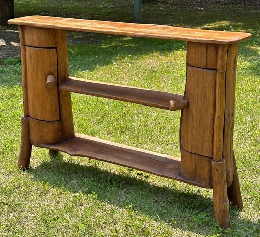 群馬県内無料配送！ ビンテージ　ウッドシェルフ　天然木　無垢材　三段飾り棚　W102cm H67cm
