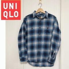 ユニクロ　チェックシャツ　ブルー　サイズL 発送OK（有料）