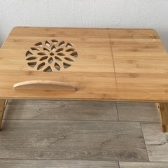 折りたたみテーブル 竹 ファン付き 調節可能 ベッドテーブル