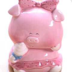 かわいいピンクのこぶたの貯金箱　pink pig　未使用　高さ約9cm