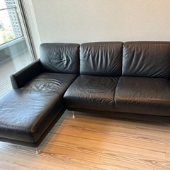 【IKEA】合皮ソファー　黒　ブラック