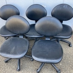 昇降式　オフィスチェア　ブラック　椅子　5脚　無料