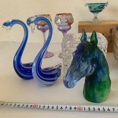 ガラス ベネチアン ワインカップ ホヤ小物入れ フラワーベース スワン 