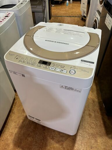 ✨安心の分解洗浄済✨SHARP 2018年製 7.0Kg 洗濯機 ES-KS70U-N 【愛市I4S032264-104】