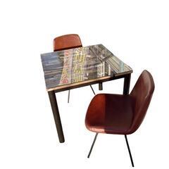 【売り切れ】東馬　ガラス天板ダイニングテーブルセット　椅子2脚