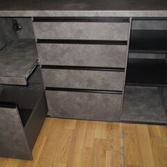 R216 最高級 PAMOUNA 石目柄、キッチンボード、 2点セット、幅200cm 美品