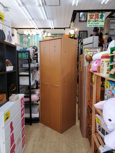 ワードローブ クローゼット ハンガーラック ナチュラル 木目模様■幅70㎝×奥行57㎝×高さ202㎝■近隣配送無料 買取帝国 朝霞店