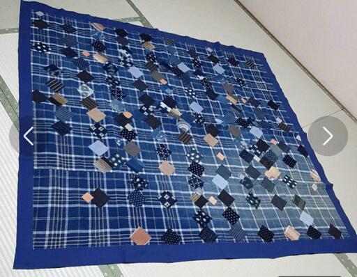 希少藍染古布木綿テキスタイルラグハンドメイドアンティーク