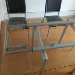 ダイニングテーブルセット ガラス張り 椅子4脚付き 