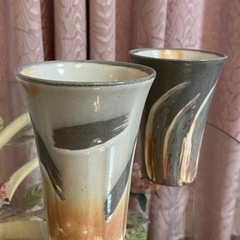 湯呑み　ビアカップ　ペア 径8×高さ11センチ