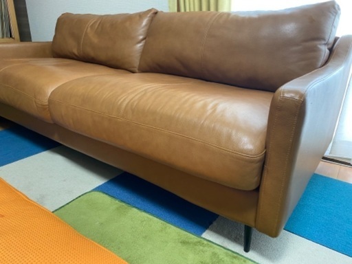 ニトリ 3人掛けソファ ボルトン 3人掛けソファ 本革(一部合成皮革)