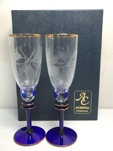K2402-287 ADERIA 石塚硝子 ワイングラスセット JS-765 ぶどう 箱入り 中古美品