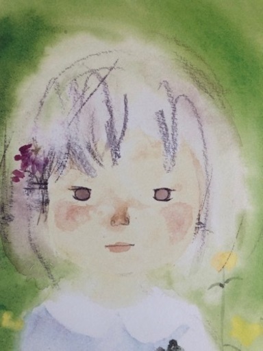 いわさきちひろ　わらびを持つ少女　OP-156