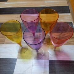 プラスチック カラーグラス ５個セット 