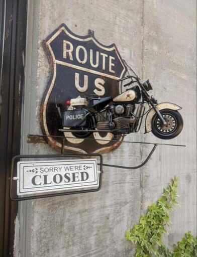 アメリカンバイク バイク屋 壁掛け看板 OPEN\u0026CLOSED サインボード  #ROUTE66 ブラケット #ハーレーダビッドソン #店舗什器 #ガレージ雑貨 #BASE 看板 #ポリスバイク