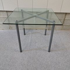 ガラステーブル ダイニングテーブル 2人用 正方形 幅85cm×...
