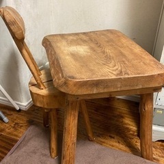 吉野杉　手作りミニテーブルセット（椅子2脚）