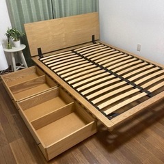 超美品✨当店大人気商品！MUJIヘッド・収納付きすのこダブルベッドフレーム！