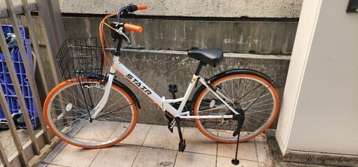 折りたたみシティサイクル 中古 オレンジ ホワイト STAIR 折りたたみ