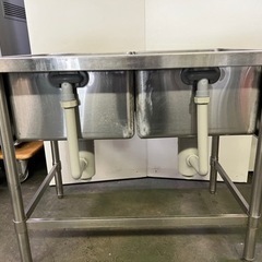 ステンレス製 2槽シンク 900x600x800