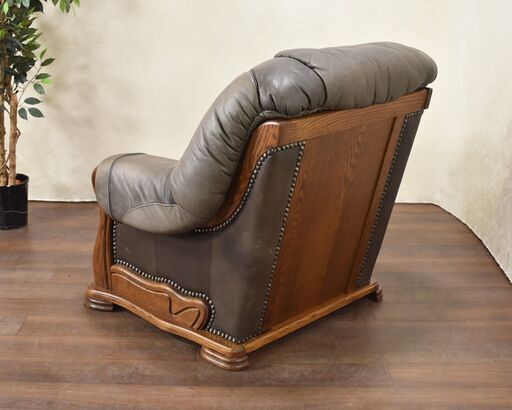 ヤ取終了10/25】≪zyt1322ジ≫ ダッチカントリー 1人掛け本革ソファ