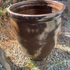 水瓶　かめ　大型　古民具　茶色　陶磁器　陶器
