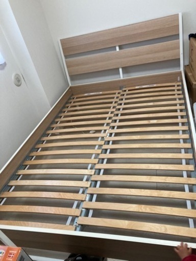 配送3月上旬まで】IKEA ダブルベッド マルム フレーム すのこ 収納付き