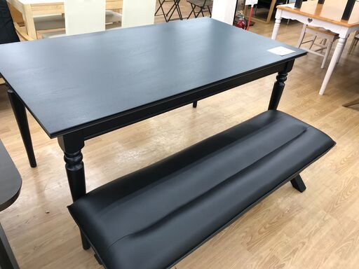 ★ジモティ割あり★  ダイニングセット ブラック H75×W155×D88 クリーニング済み KJ4322