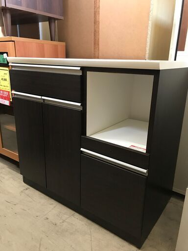 ニトリ NITORI レジューム レンジ台 幅90cm キッチンボード レンジボード 食器棚 ブラウン系 おしゃれ シンプル 収納キッチン クリーニング済 堺市 石津【ジャングルジャングルサカイ石津店 】