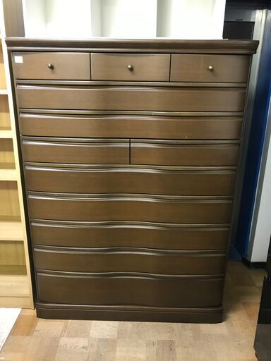 【FU742】★府中家具  8段チェスト  ブラウン