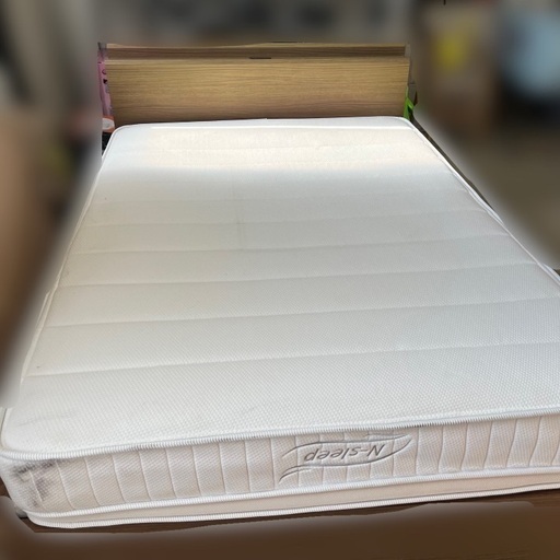 J3368 ニトリ NITORI ダブルサイズベッドセット 引き出し付フレーム  n-sleep Nスリープ ベッドマット マットレス クリーニング済み