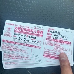 値引き！残り4枚オープン戦　ソフトバンクVS埼玉西武