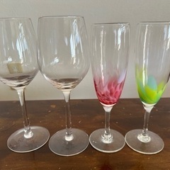 琉球ガラスのシャンパングラス、赤ワイングラス　値引きしました！