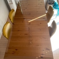 ダイニングテーブルセット　ガラス天板付　大型