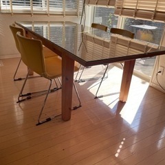 ダイニングテーブルセット　ガラス天板付　大型