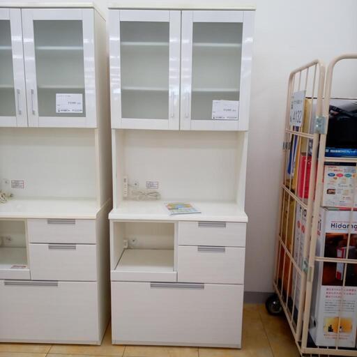 ★ジモティ割あり★  レンジボード ホワイト、木目調 H200×D42×W80 クリーニング済み OJ3501