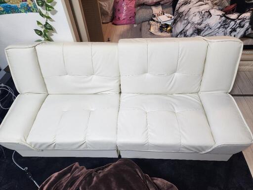 ★ジモティ割あり★  2人掛けソファ ホワイト H90×W163×D85 クリーニング済み KJ5087 ☆ジモティ割あり☆ 2人掛けソファ ホワイト H90×W163×D85
