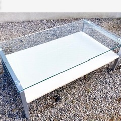 【値下げ】ニトリ　クリアテーブル　ホワイト*ガラス