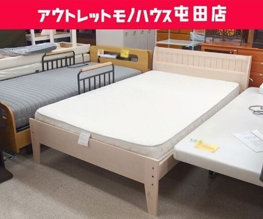 セミダブルベッド フレーム\u0026マットレス 2点セット ホワイト系 コンセント付き ニトリ☆ 札幌市 北区 屯田