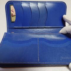 合格・ご卒業祝に【新品未使用】KC,s(ケイシイズ)のロングウォレット (長財布)ツートーン カウハイド(青とベージュ)