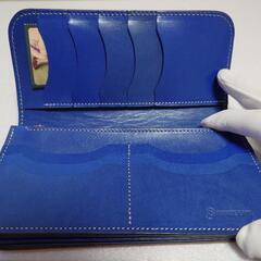 合格・ご卒業祝に【新品未使用】KC,s(ケイシイズ)のロングウォレット (長財布)ツートーン カウハイド(青とベージュ)