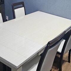 【お譲り先決定】ダイニングテーブル　白　椅子4脚　伸縮30cm